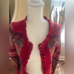 Eddie Bauer Red Multi-Color Women's Cardigan